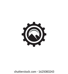 Mountain and Gear logo / icon design