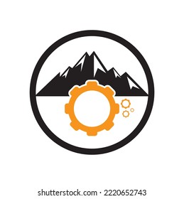 Mountain gear logo icon design.