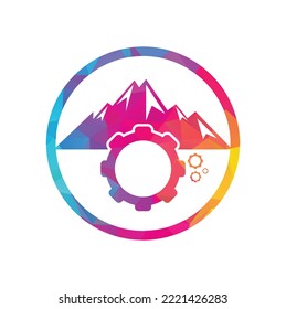 Mountain gear logo icon design.