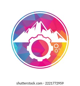 Mountain gear logo icon design.