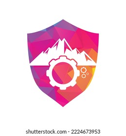 Mountain gear logo icon design.