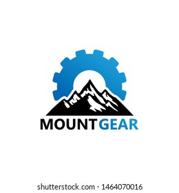 Mountain Gear Logo Template Design Vector, Emblem, Design Concept, Creative Symbol, Icon
