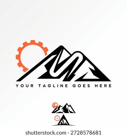Mountain and gear sunrise initial S font auto transport urlaub wandern logo design grafik konzept kreativ premium vektor stock bild top sell