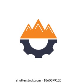 Mountain Gear vector logo design. Nature and mechanic symbol or icon.	
