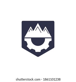 Mountain Gear vector logo design. Nature and mechanic symbol or icon.	
