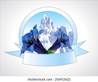Mountain with gentians logo
