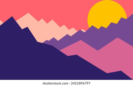 mountain geometric abstract background design, using cool colors - vector