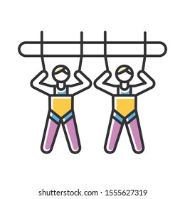 Mountain giant swing color icon. Amusement park attraction. Canyon swing. Adrenaline recreation. Extreme activity. Isolated vector illustration