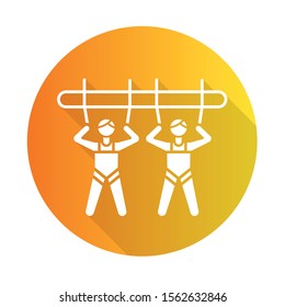 Mountain giant swing orange flat design long shadow glyph icon. Amusement park attraction. Canyon swing. Adrenaline recreation. Extreme activity. Vector silhouette illustration