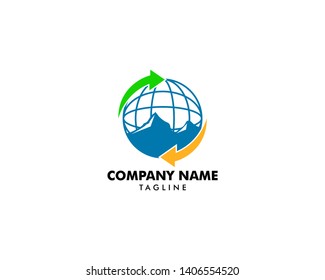 Mountain Globe Logo Icon Design