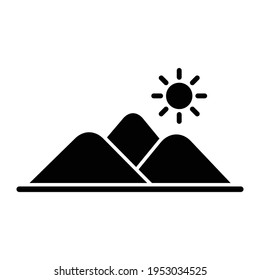 Icono vectorial de estilo de glifo de montaña que puede modificar o editar fácilmente
