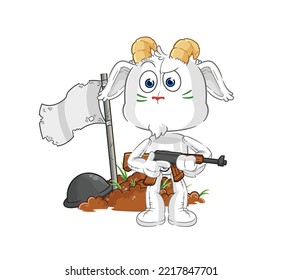 the mountain goat army character. cartoon mascot vector