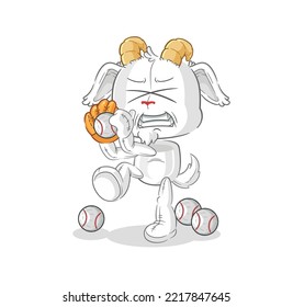 the mountain goat baseball pitcher cartoon. cartoon mascot vector