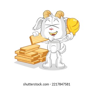 the mountain goat builder vector. cartoon character