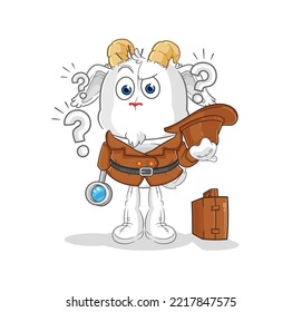 the mountain goat detective vector. cartoon character