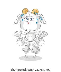 the mountain goat fart jumping illustration. character vector