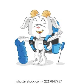 the mountain goat go camping mascot. cartoon vector