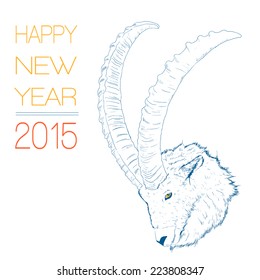 mountain goat head, 2015 symbol, hand drawn