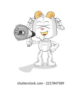 the mountain goat holding hand loudspeakers vector. cartoon character