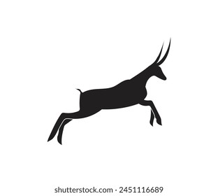 Mountain goat jumped in silhouette side view vector illustration