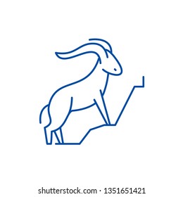 Mountain goat line icon concept. Mountain goat flat  vector symbol, sign, outline illustration.