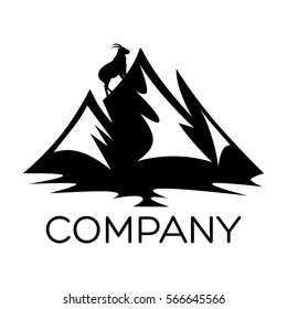 Mountain and goat  logo