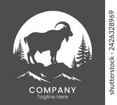 Mountain goat logo design template silhouette for brand or company