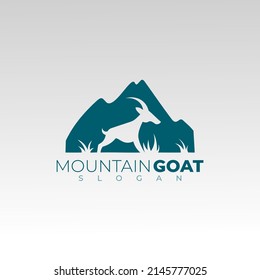 Mountain and goat logo design template, creative icon, simple logos