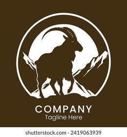 Mountain goat logo design template silhouette for brand or company