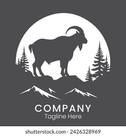 Mountain Goat Logo Design Vorlage Silhouette für Marke oder Unternehmen