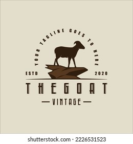 mountain goat logo vintage vector illustration template icon graphic design. animal in wildlife sign or symbol for livestock ranch concept with typography