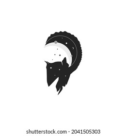 Logo de la mezcla de cabra y luna de montaña