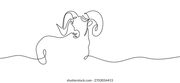 Cabra de montaña en una línea continua Ilustración vectorial dinámica de diseño de dibujo de línea única