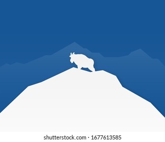 Mountain goat in paper cut style. Vector illustration.