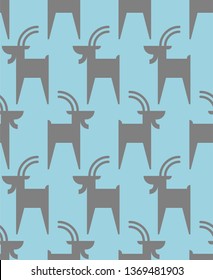 Mountain goat pattern seamless. Animal vector background beast
