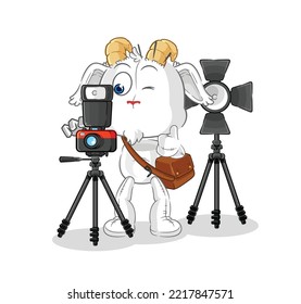 the mountain goat photographer character. cartoon mascot vector