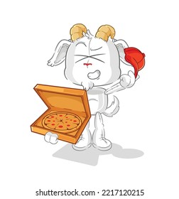 the mountain goat pizza delivery boy vector. cartoon character
