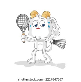 the mountain goat playing badminton illustration. character vector