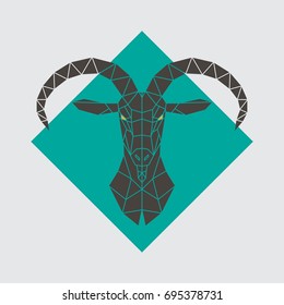 Mountain goat polygonal head. Vector illustration.
