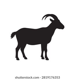 Mountain goat ram silhouette side view vector isolated on white background.