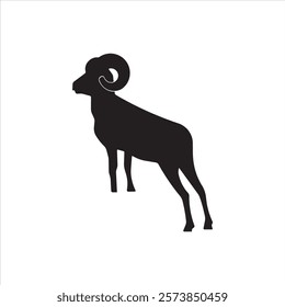 Mountain goat silhouette flat icon vector design illustration, animals silhouette illustration symbol. 