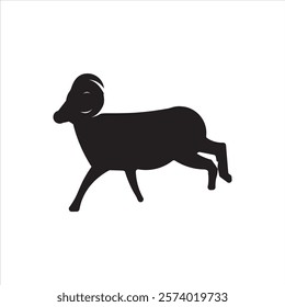 Mountain goat silhouette flat icon vector illustration, wild animals vector design. 