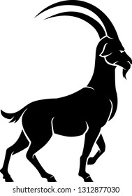 Mountain Goat Silhouette, Side View Illustration