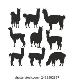 mountain goat silhouette vector set design