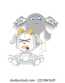 the mountain goat spirit leaves the body mascot. cartoon vector