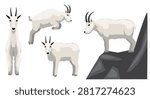 Mountain Goat Standing Jumping Vector Illustration