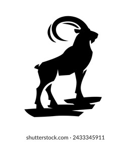 A mountain goat stands on a rock.