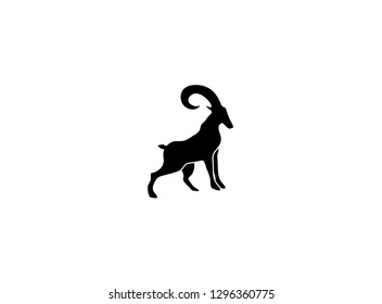 mountain goat symbol stand on rocks logo