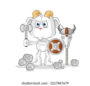 the mountain goat viking with an ax illustration. character vector