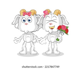 the mountain goat wedding cartoon. cartoon mascot vector